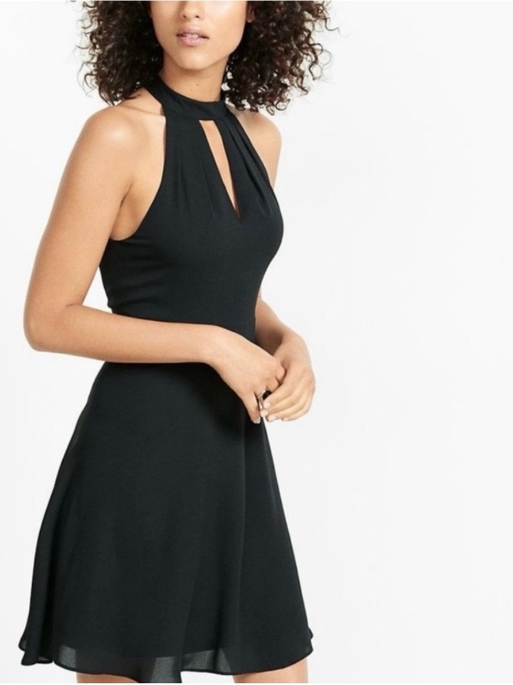 Express Black Halter Fit & Flare Dress - Size 8